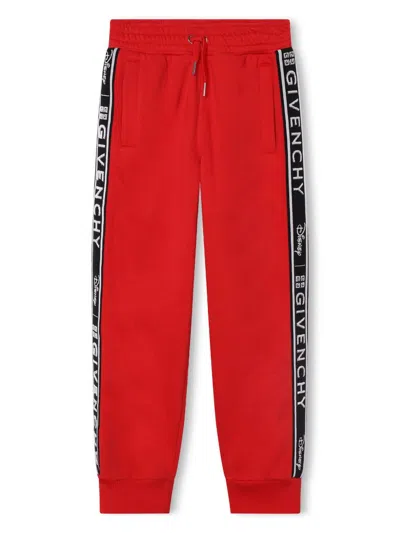 Givenchy Kids' X Disney Logo-tape Track Pants In Red