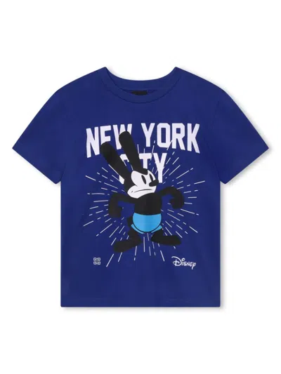 Givenchy Kids' X Disney Oswald-print Cotton T-shirt In Navy