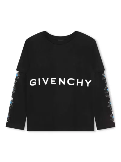 Givenchy Kids' X Disney Oswald-print Cotton Top In Black