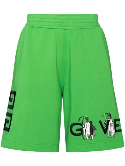 Givenchy X John Smith Logo-print Track Shorts In Green
