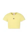 Givenchy Yellow Crop T-shirt For Girl With 4g Motif In Yellow