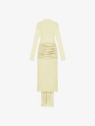 Givenchy Ruched Silk Maxi Dress In Yellow