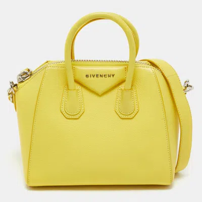 Pre-owned Givenchy Yellow Leather Mini Antigona Satchel
