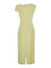 Givenchy Yellow Midi Dress With Draped Detail And Rear Single Slit In Viscose Blend Stretch Woman In Neutral