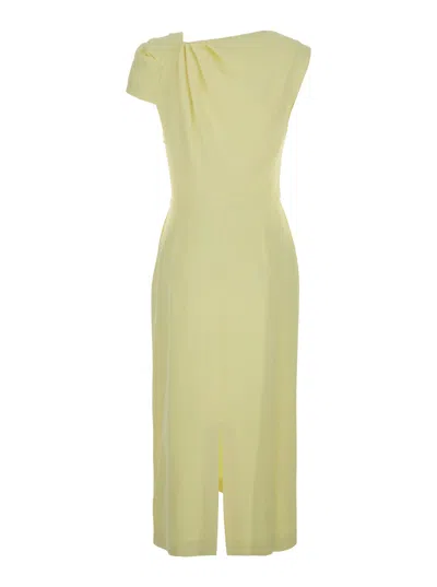 Givenchy Yellow Midi Dress With Draped Detail And Rear Single Slit In Viscose Blend Stretch Woman