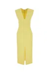 Givenchy Midi Dress With Front Slit And V-neckline In Yellow