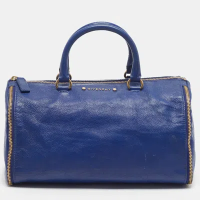 Pre-owned Givenchy Zip Detail Blue Leather Satchel