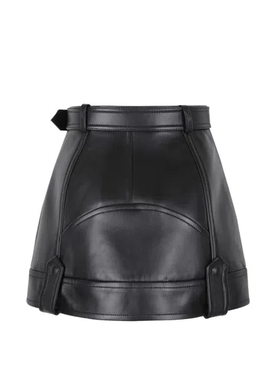 Givenchy Zip-fastening Belted Leather Mini Skirt In Black