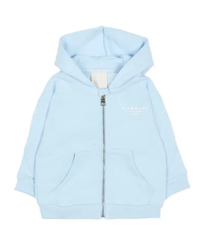 Givenchy Zip Hooded Top In Blue