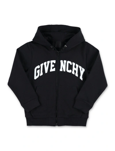 Givenchy Kids' Logo-print Zip-up Hoodie In Schwarz