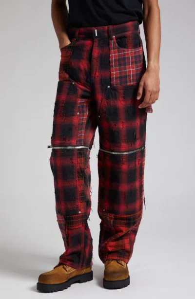 Givenchy Red & Black Two-in-one Trousers In 009-black/red