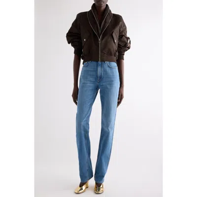 Givenchy Zip Shawl Collar Bomber Jacket In Brown
