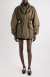 Givenchy Zip Shawl Collar Long Bomber Jacket In Brown