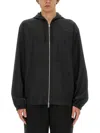 Givenchy Black Zip-up Hoodie With Logo Detail In Wool Man In Black