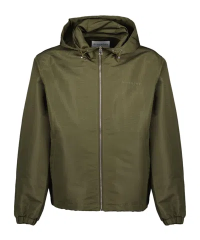 Givenchy Logo-embroidered Hooded Windbreaker In Green