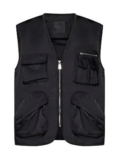 Pre-owned Givenchy Zip-up Logo Embroidered Vest In Black