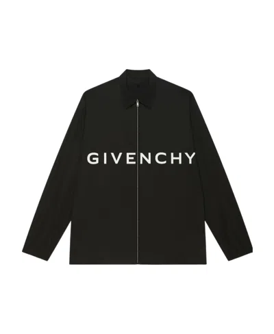 Givenchy Zip-up Logo-print Shirt In Black