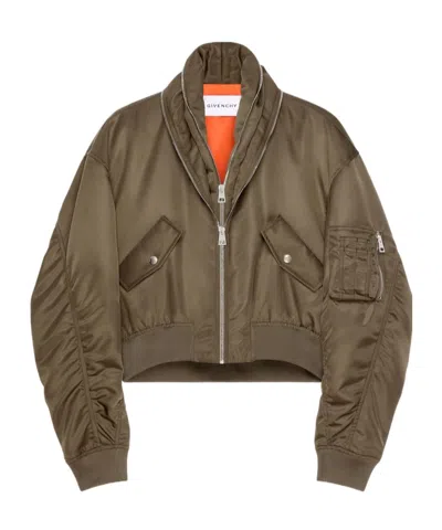 Givenchy Bomber With Zipped Shawl Collar In Nylon In Green