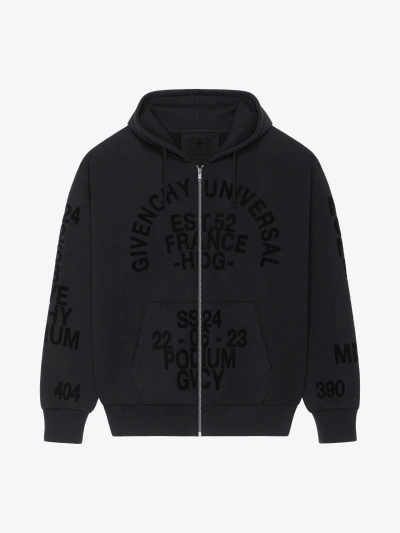 Givenchy Zipped Hoodie In Fleece In Black