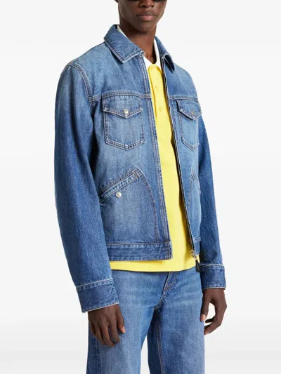 Givenchy Zipped Jacket In Dark Blue Denim In Animal Print