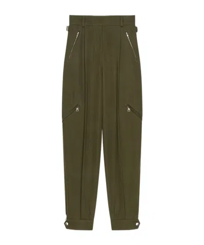 Givenchy Zipped Pants In Cotton And Wool In Green