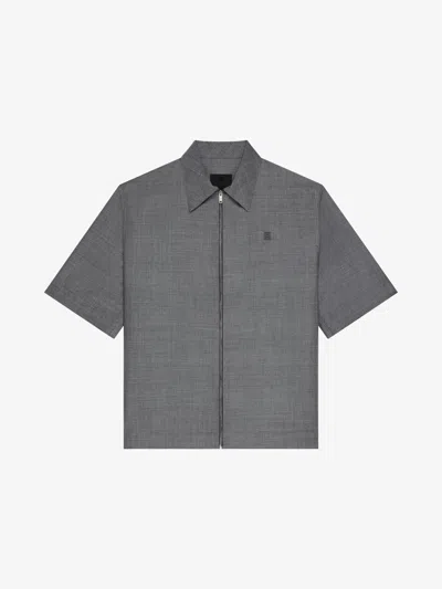 Givenchy Zipped Shirt In Wool With 4g Detail In Black/white