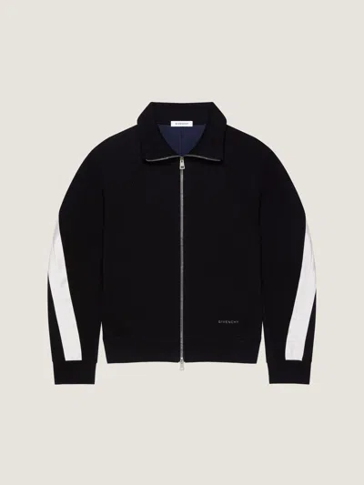 Givenchy Zipped Sweatshirt In Scuba With Satin Couture Detail In Black