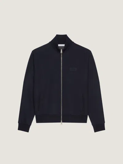 Givenchy Zipped Sweatshirt In Wool Cashmere With  Patch In Blue