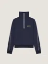 Givenchy Zipped Sweatshirt In Wool With  Paris Patch In Blue