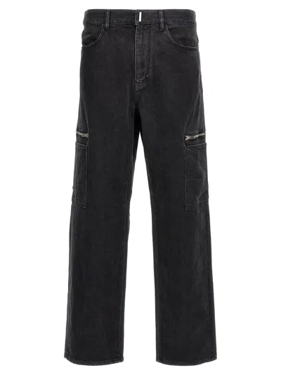 Givenchy Zipped-pocket Cargo Denim Cargo Pants In Black