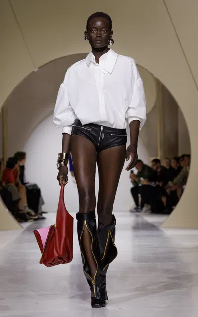 Givenchy Zipper-detailed Leather-blend Shorts In Black