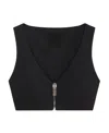 Givenchy Black Zip Front Wool Crop Top In Black