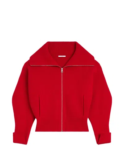 Givenchy Zip-up Ribbed-knit Cardigan In Red
