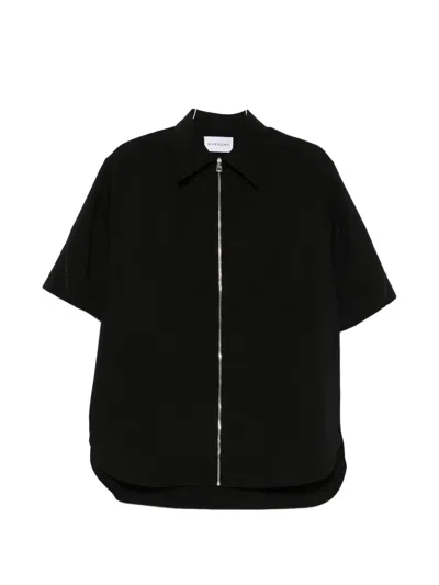 Givenchy Zip-up Short-sleeve Shirt In Black