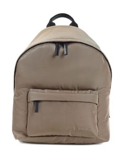 Givenchy Canvas And Leather Backpack With Logo Detail In Brown