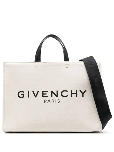 Givenchy Logo Printed Tote Bag In Beige