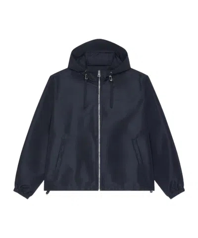 Givenchy Logo Embroidered Zip-up Windbreaker In Blue