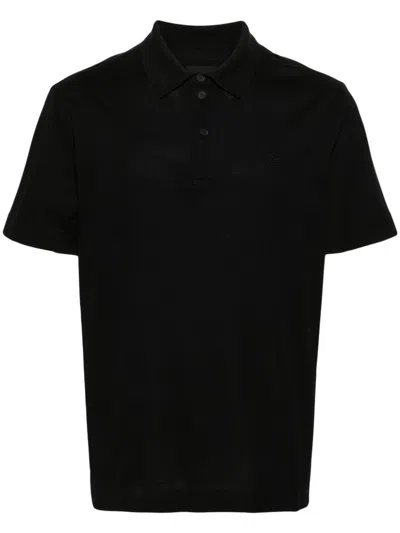 Givenchy Embroidered-monogram Cotton Polo Shirt In Black