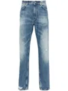 Givenchy Washed Denim Tapered Leg Jeans With Contrast Stitching In Blue