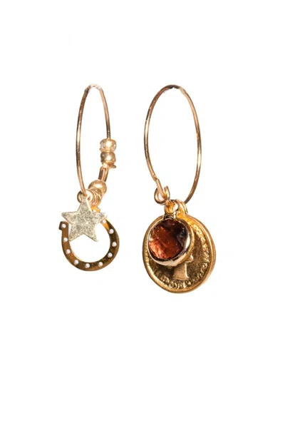 Gizeta Orecchini Cerchio Con Pendenti Ambra In Gold