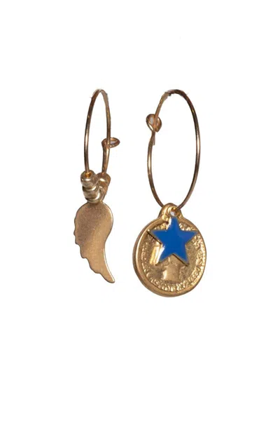 Gizeta Orecchini Cerchio Con Pendenti Blu