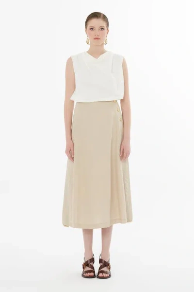 Gizia Beige Button-closure Maxi Skirt In Neutral