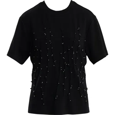 Gizia Black Embroidered Detail T-shirt