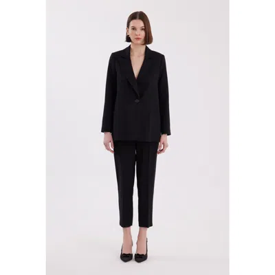 Gizia Black Jacket And Carrot-leg Pants Set