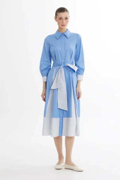 Gizia Blue Belted Shirt Dress