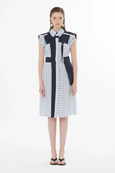 Gizia Blue Buckle Detail Unlined Dress