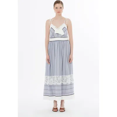 Gizia Blue Lace Trim Detail Dress