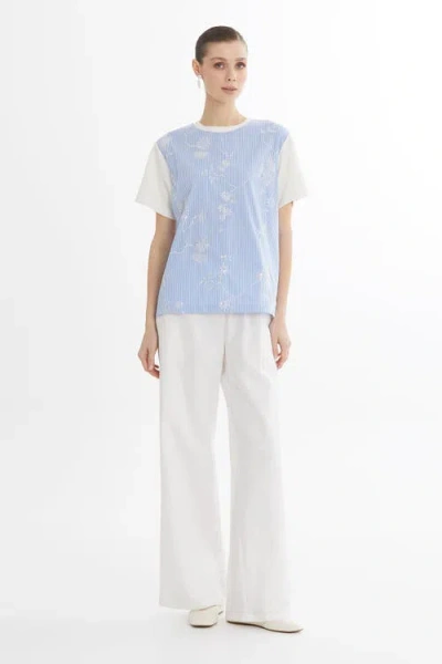 Gizia Blue Sequin Embroidered T-shirt