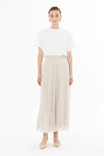 Gizia Chiffon Skirt With Pleated Detail In White
