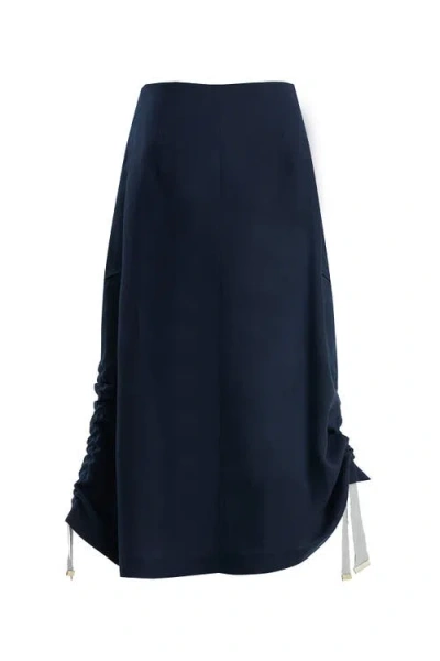 Gizia Dark Navy Button-closure Maxi Skirt In Blue